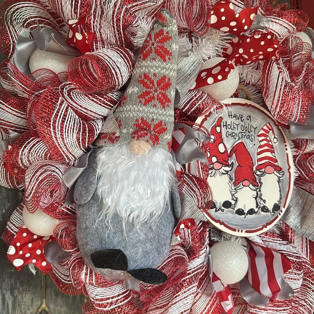 Holly Jolly Christian Gnome XL Wreath
